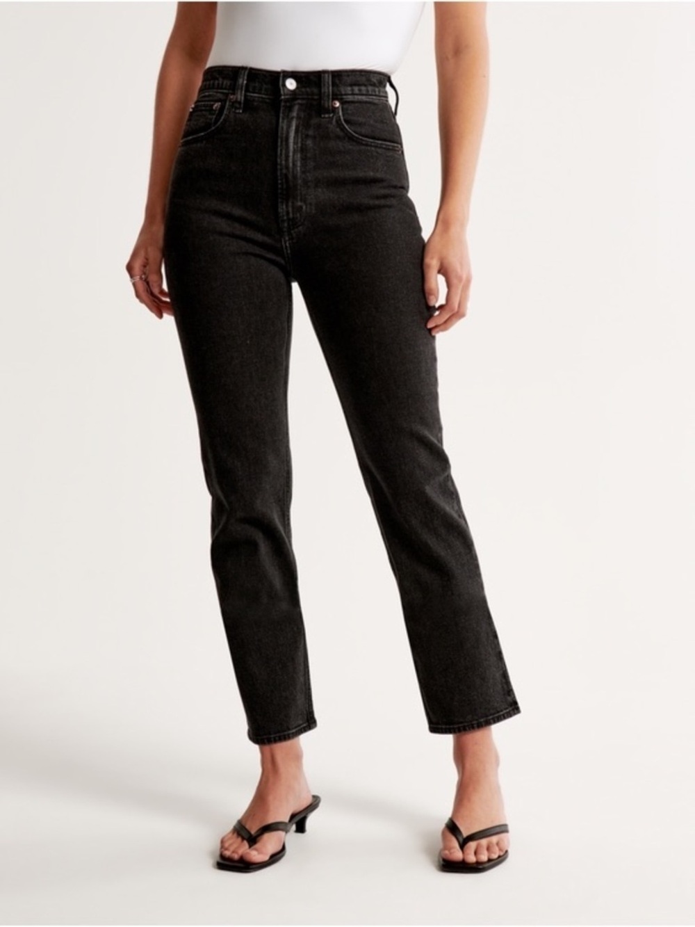 Abercrombie Fitch 00 Short (W24) Ankle Straight High Rise Black Jeans Curve Love